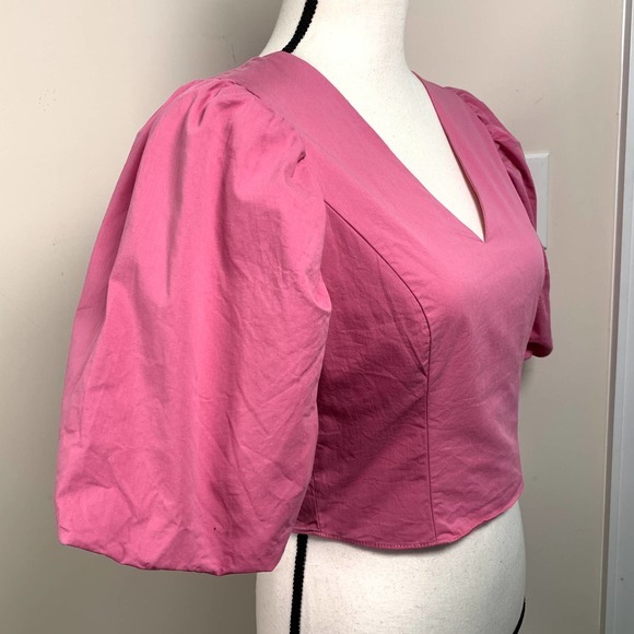 Endless Rose‎ Barbie Core Fuchsia Pink Puff Sleeve Blouse Sz M - Picture 5 of 6